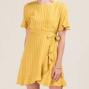 Blue Rain Striped Wrap Dress